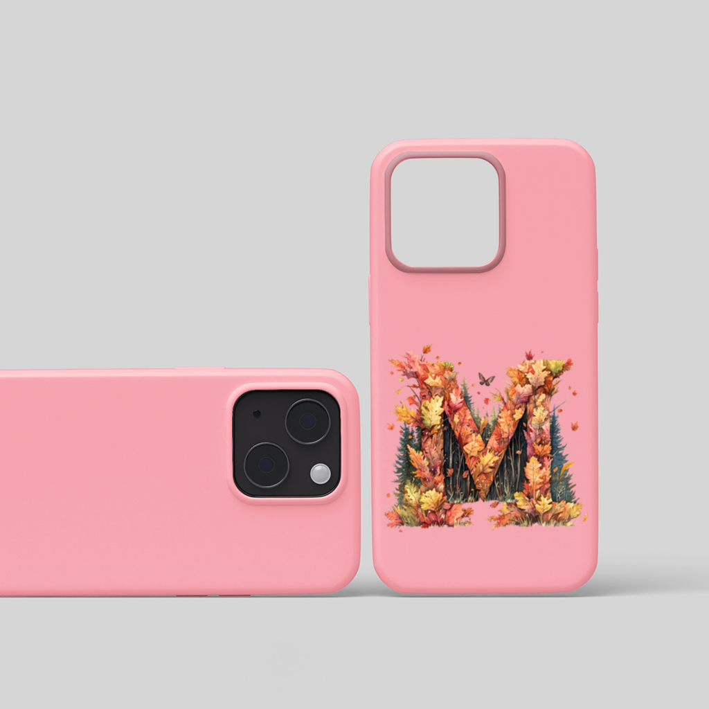 Autumn Letter M With Fall Leaves iPhone 15 and Plus Case