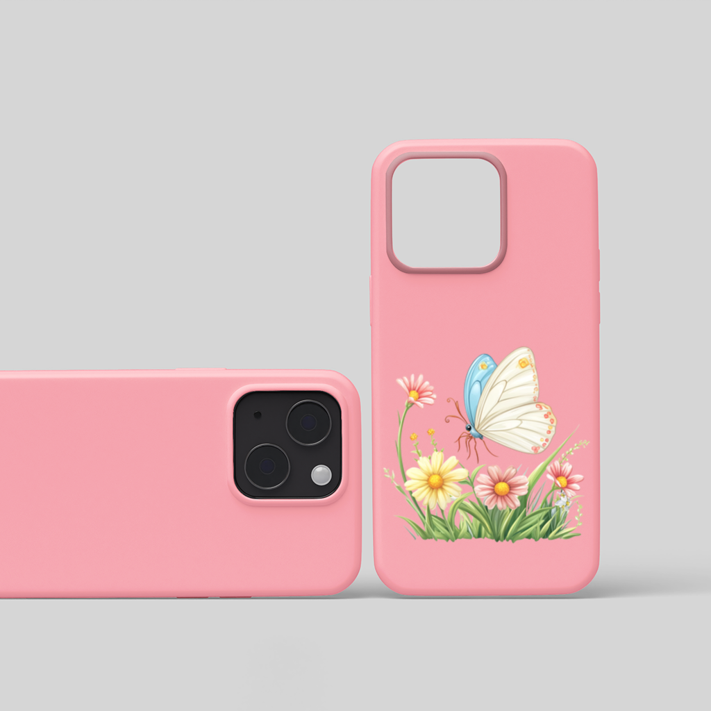 Whimsical Pastel Butterfly and Wildflowers iPhone 15 and Plus Case