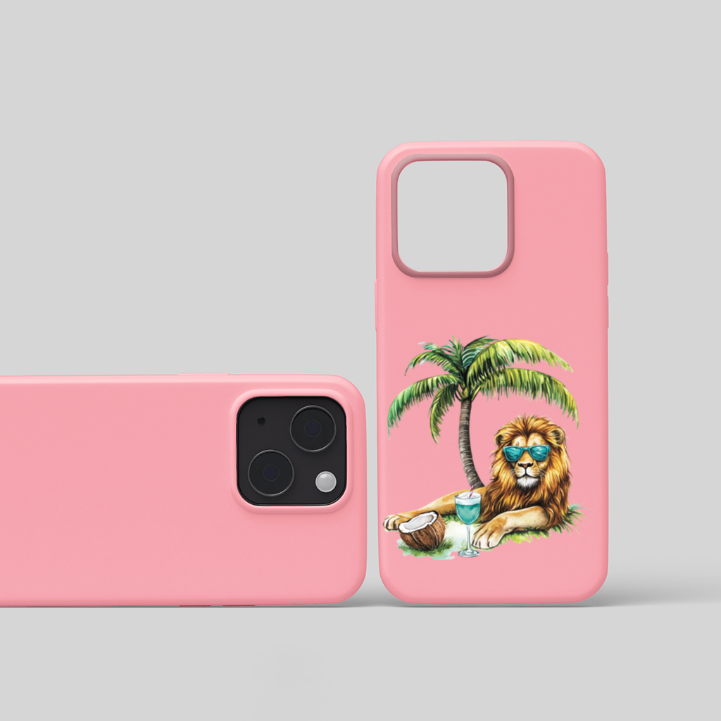 Summer Vibe Lion Under Palm Tree iPhone 15 and Plus Case