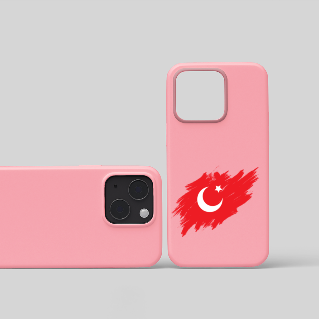 Brushstroke Turkish Flag Crescent Moon iPhone 15 and Plus Case
