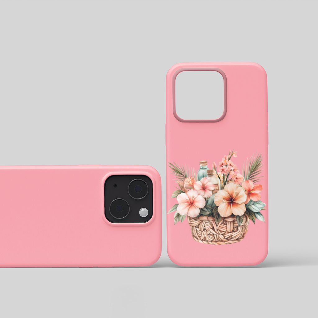 Tropical Hibiscus Flower Woven Basket iPhone 15 and Plus Case