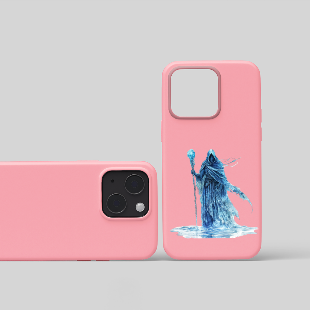 Blue Frost Mage Hooded Wizard Staff iPhone 15 and Plus Case