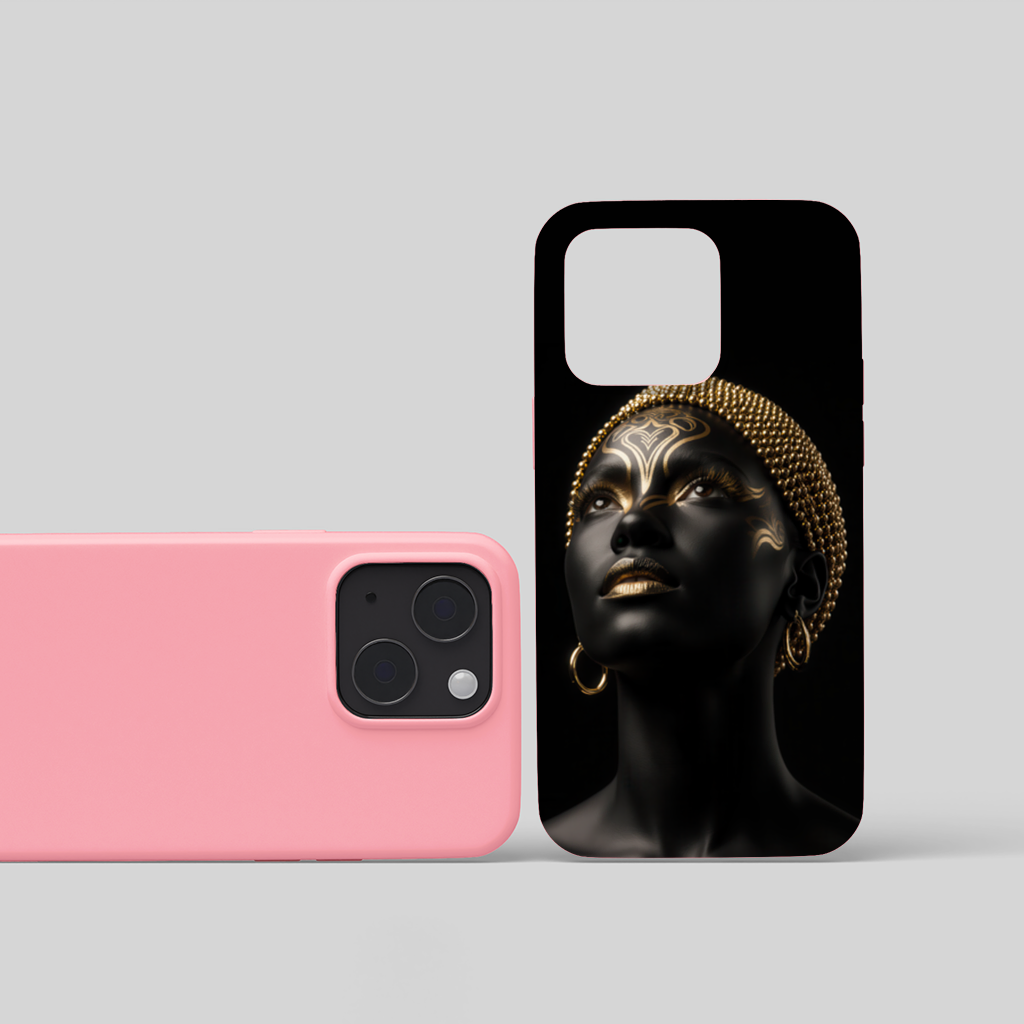 Gold Afrofuturistic Black Woman iPhone 15 and Plus Case