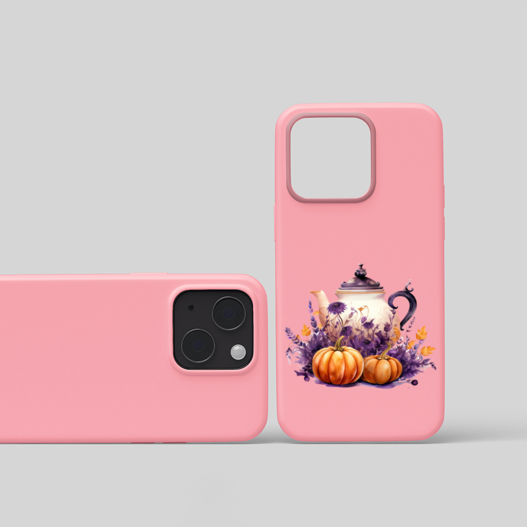Vintage Purple Floral Pumpkin Teapot iPhone 15 Plus Case