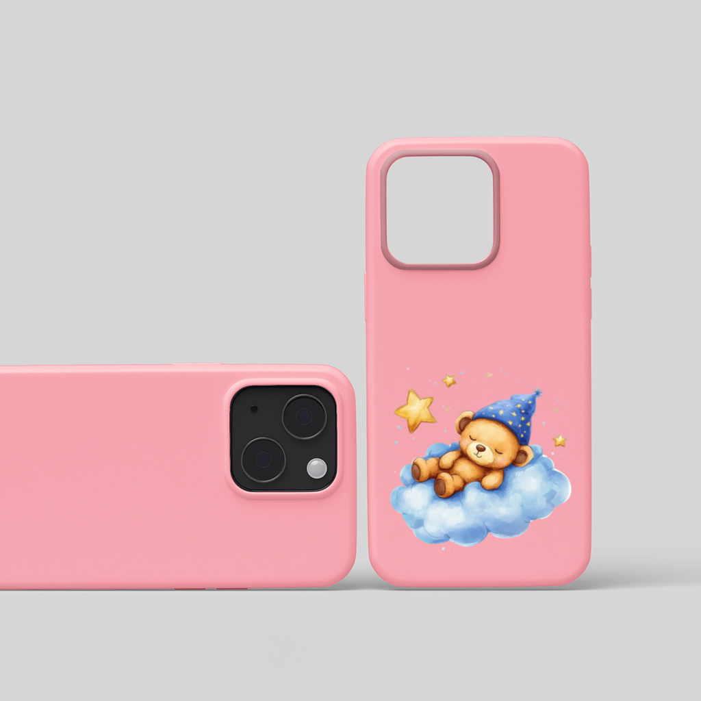 Sleeping Teddy Bear on a Cloud iPhone 15 Plus Case