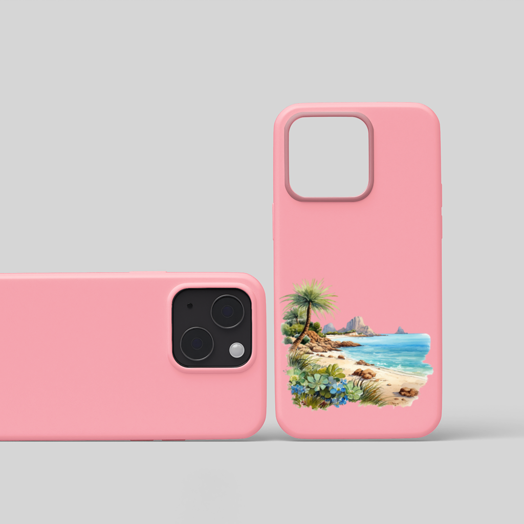 Tropical Palm Tree and Turquoise Sea iPhone 15 Plus Case
