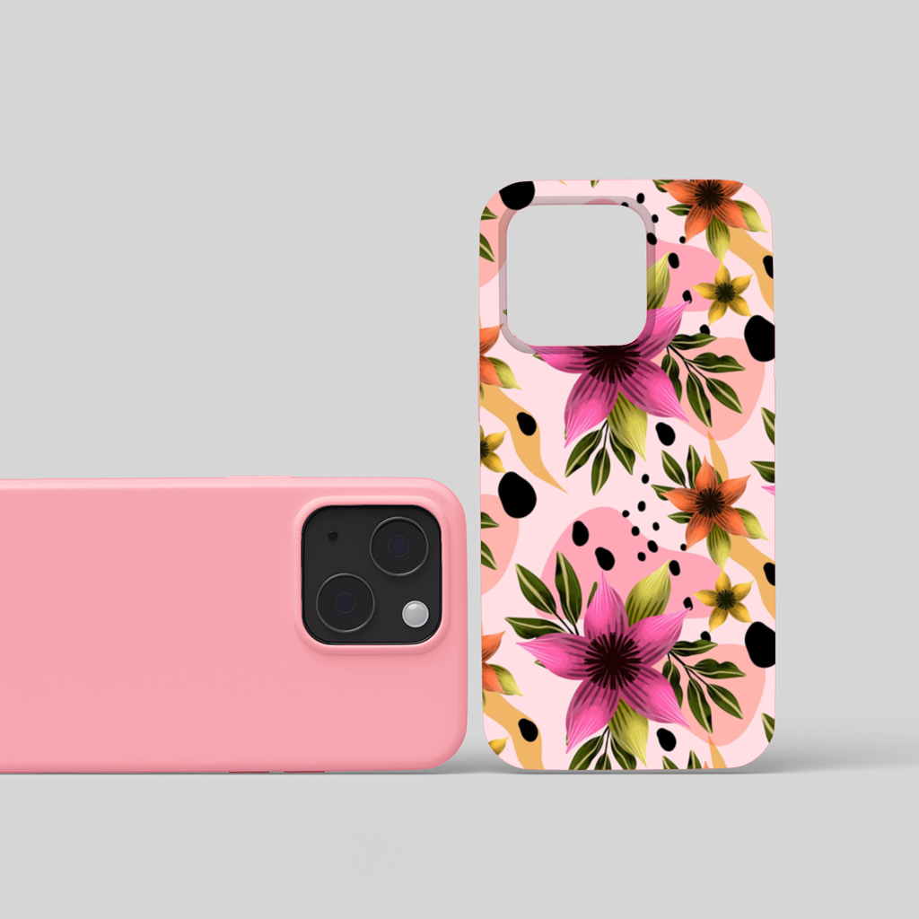 Boho Pink Lily Botanical iPhone 15 Plus Case