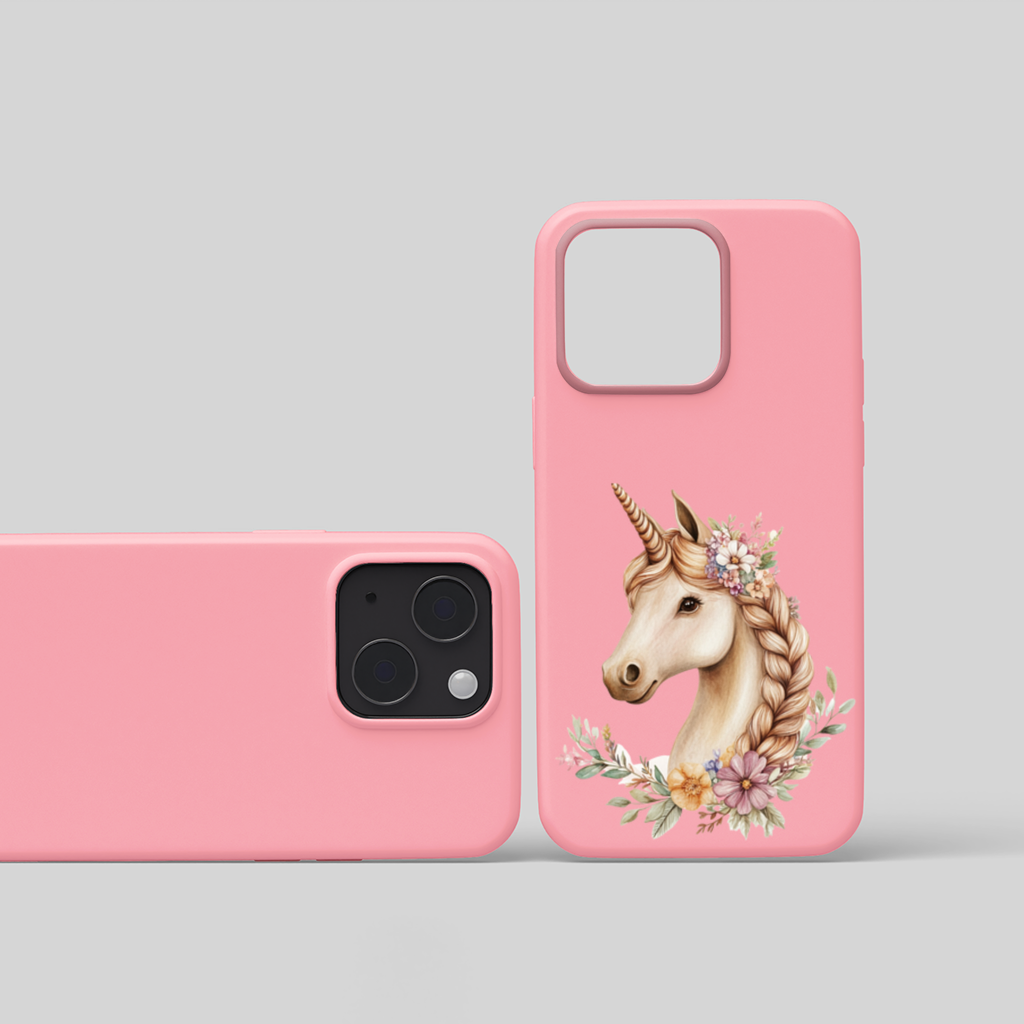Çiçekli Bohem Tekboynuz iPhone 15 Plus Kılıfı