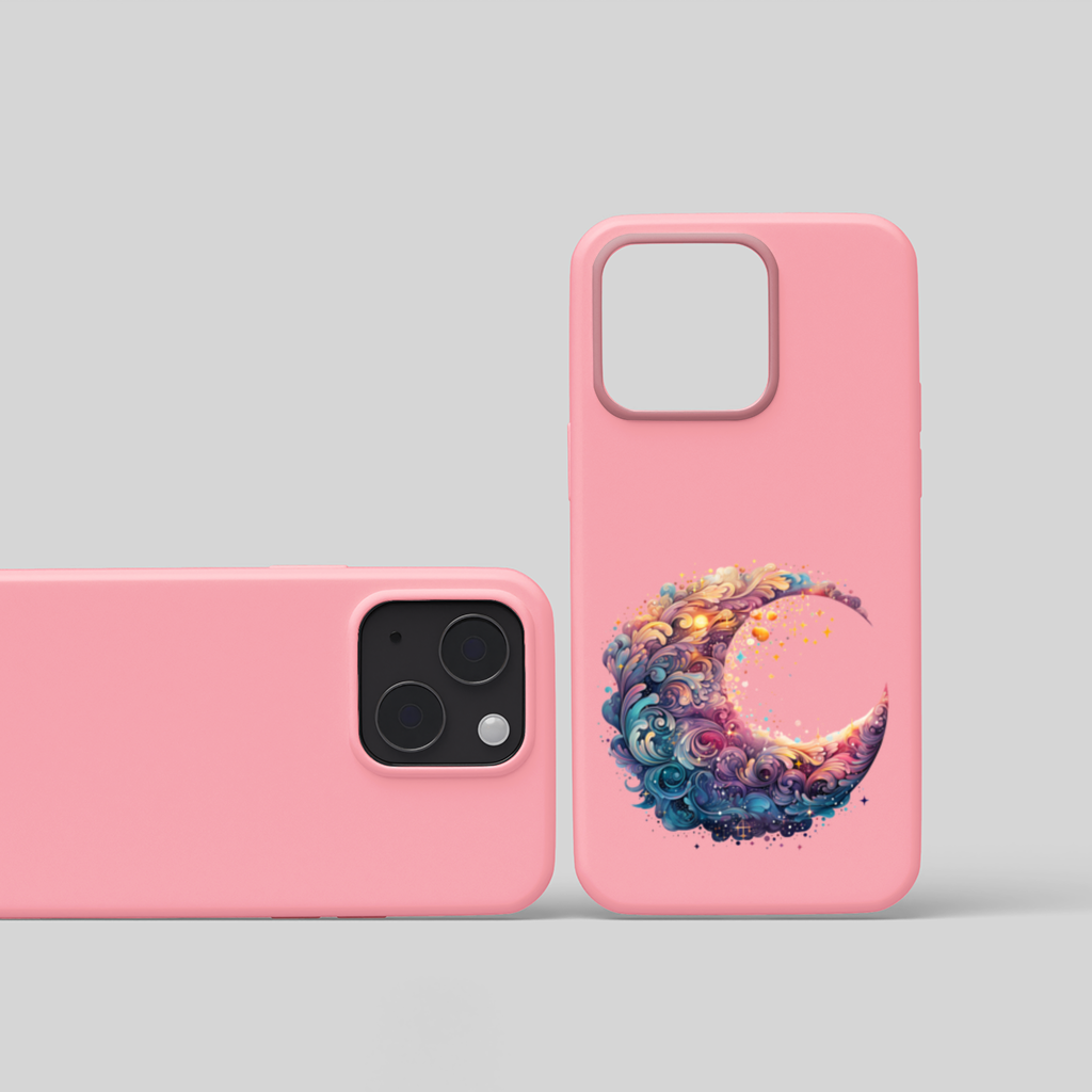 Colorful Swirled Celestial Moon iPhone 15 Plus Case