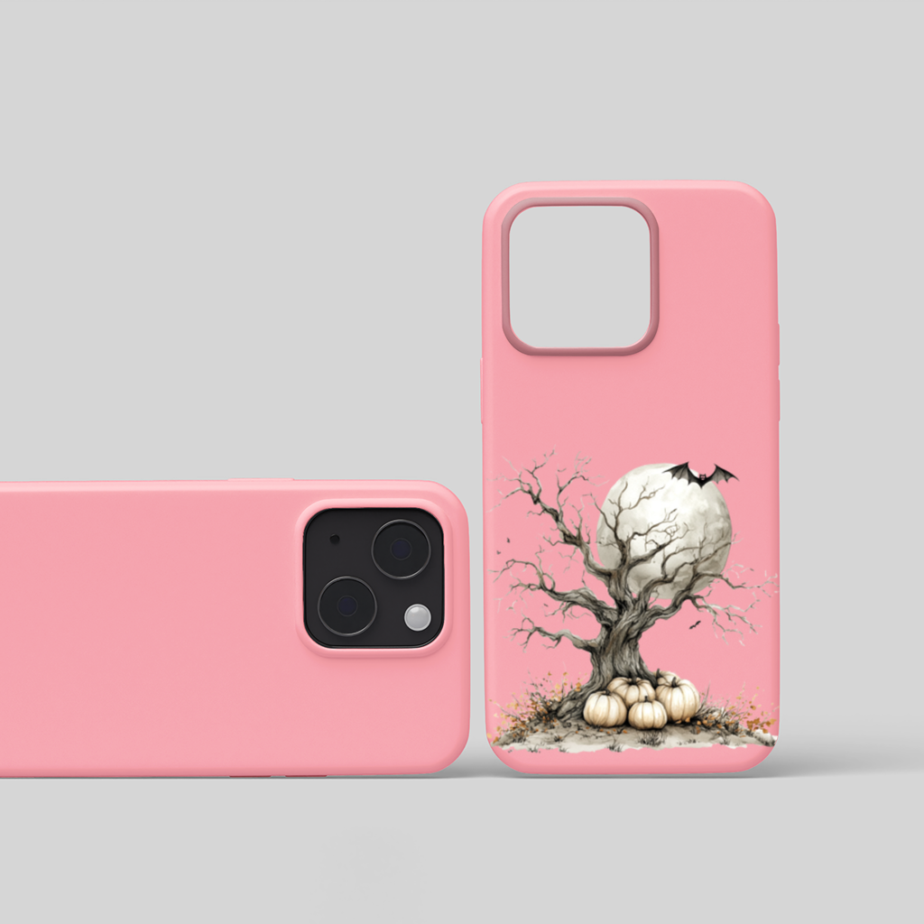 Spooky Tree with White Pumpkins Moon iPhone 15 Plus Case