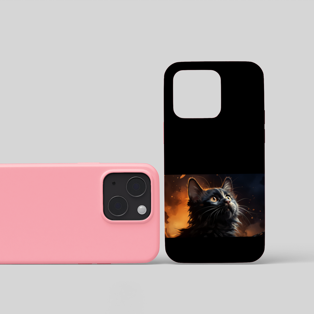 Siyah Kedi Dijital Sanat iPhone 15 Plus Kılıfı