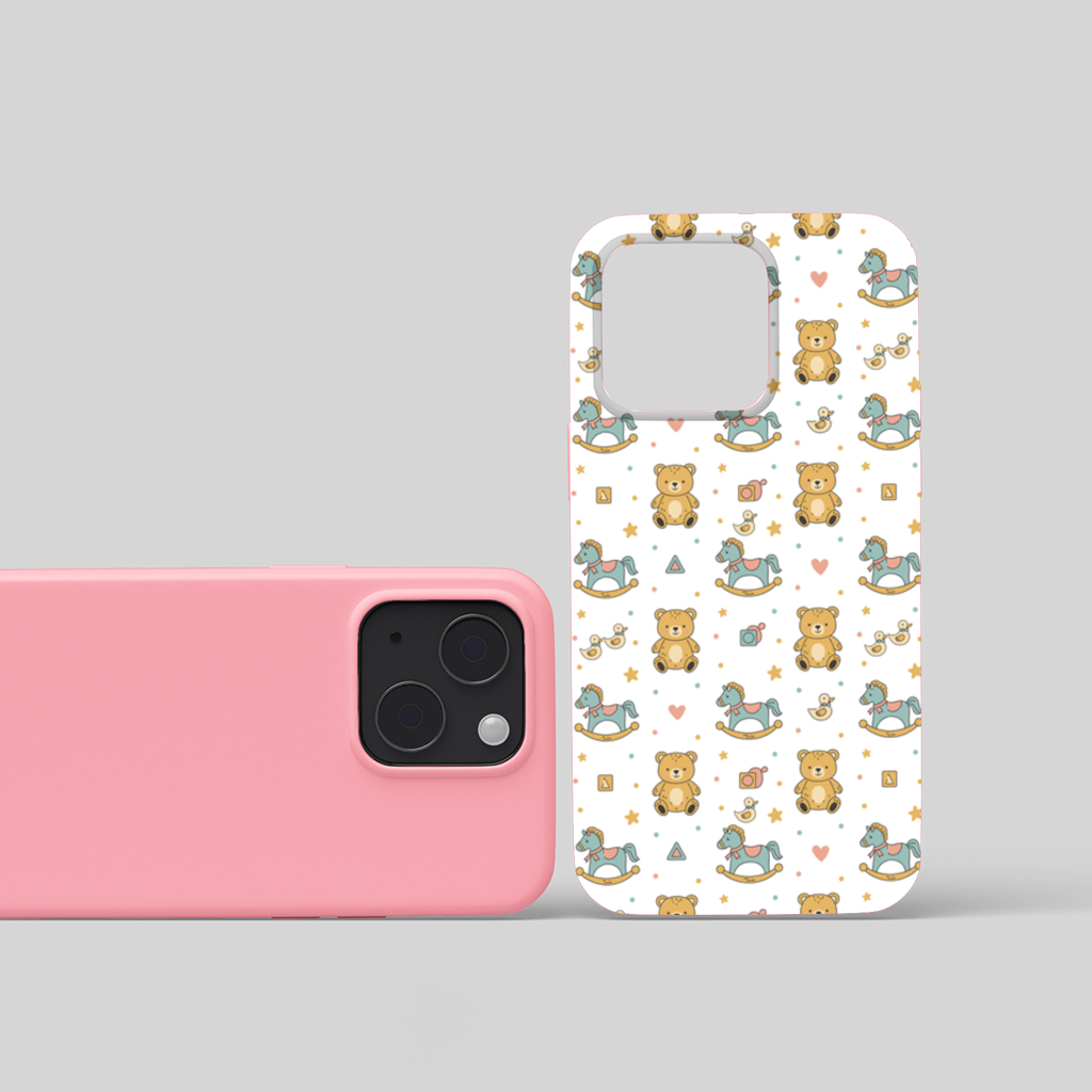 Sevimli Oyuncak Desenli Çocuk Arka Planı iPhone 15 Plus Kılıfı