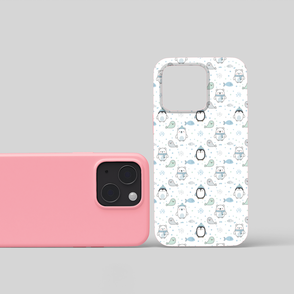 Cute Arctic Animals Winter Pattern iPhone 15 Plus Case
