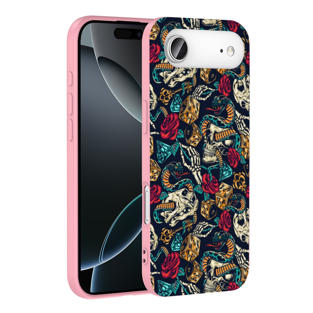 Skull Snake Dice and Roses Pattern İphone 17 Air Case