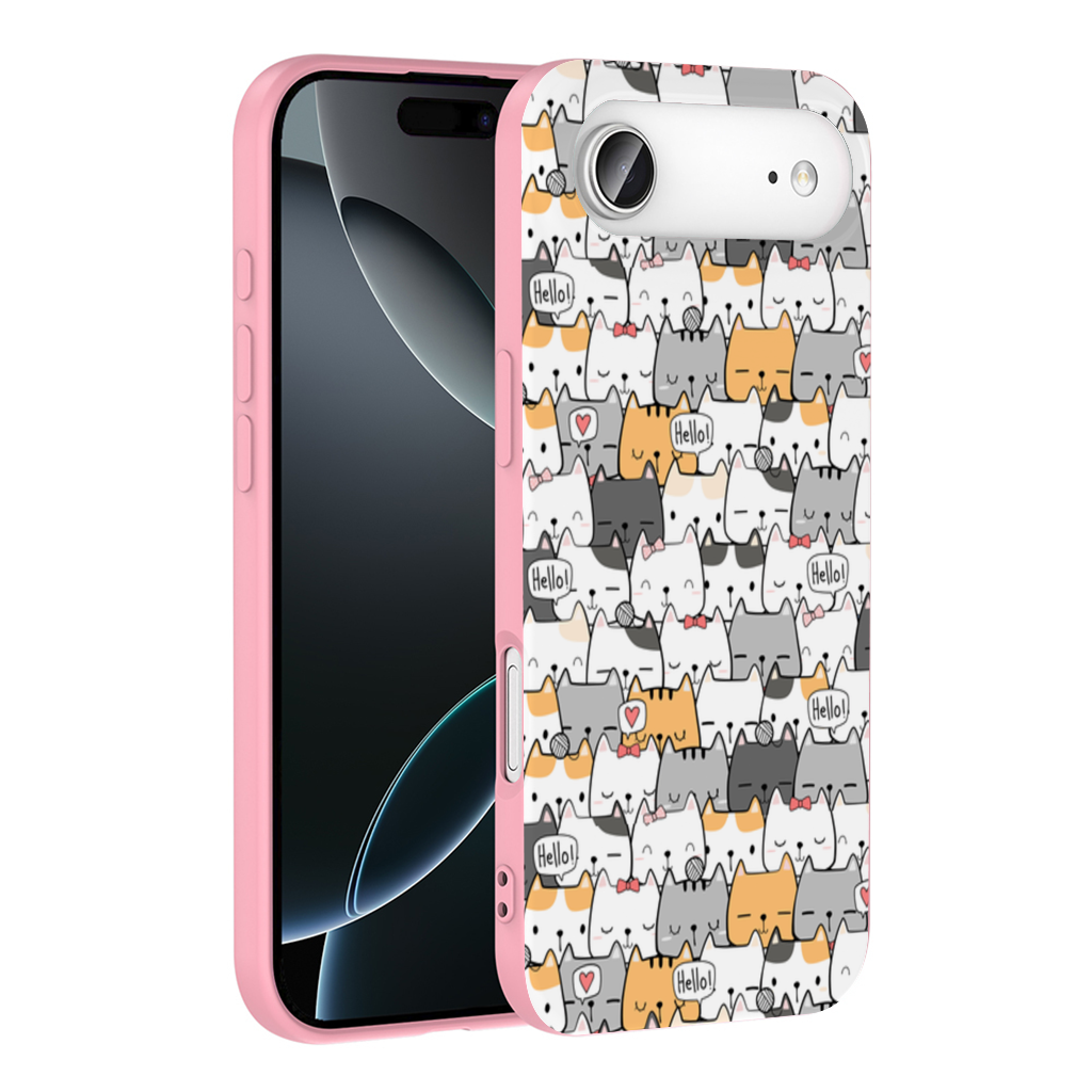 Cute Cartoon Cats Pattern with Speech Bubbles İphone 17 Air Case