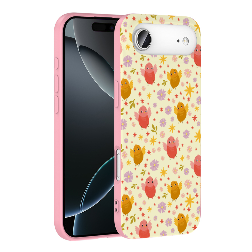 Cute Birds and Floral Pastel Spring Pattern Illustration İphone 17 Air Case