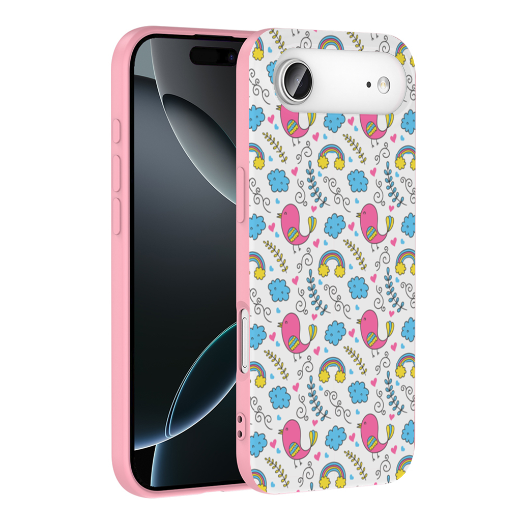 Cute Pink Bird and Rainbow Kids Pattern İphone 17 Air Case