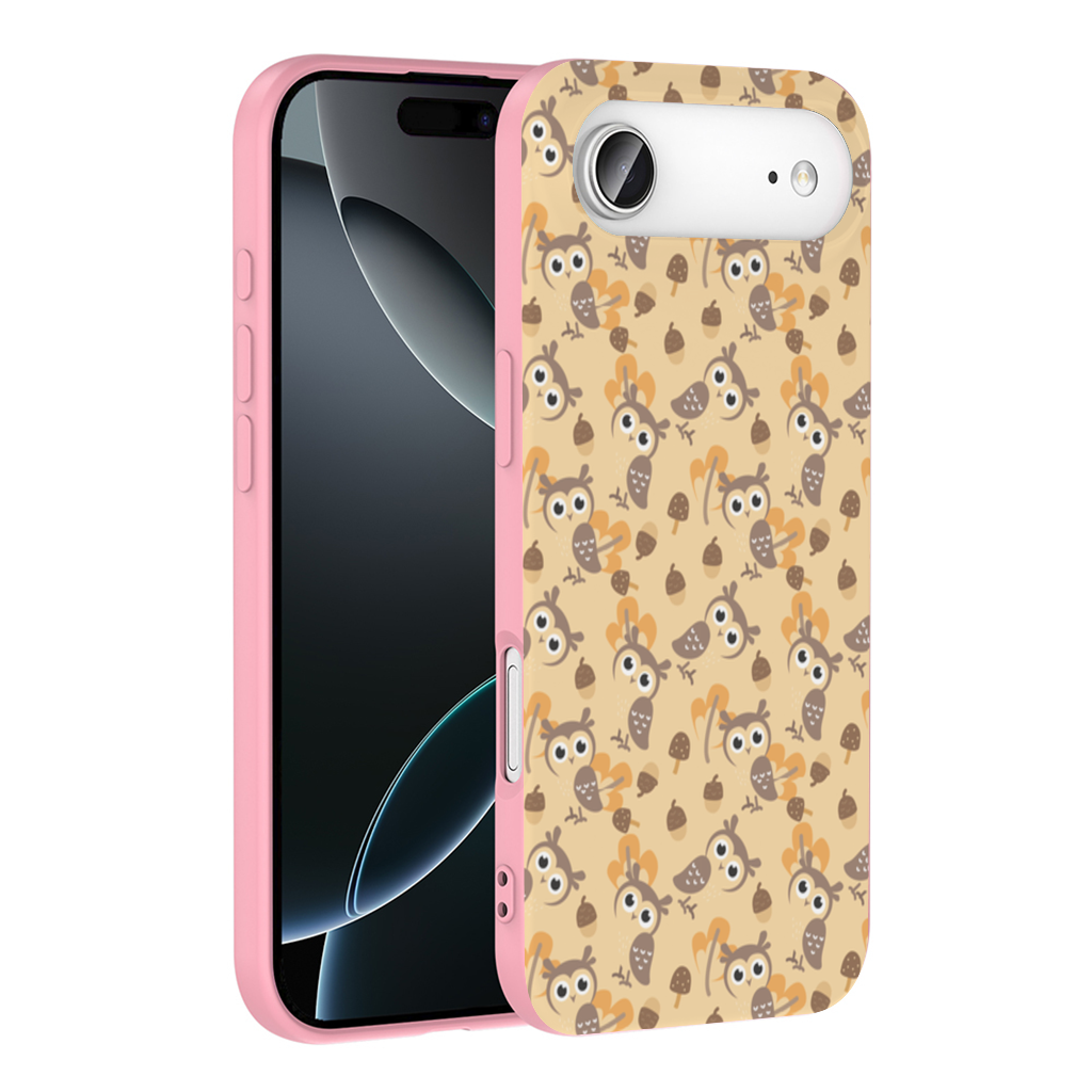 Cute Owl and Acorn Autumn Seamless Pattern İphone 17 Air Case