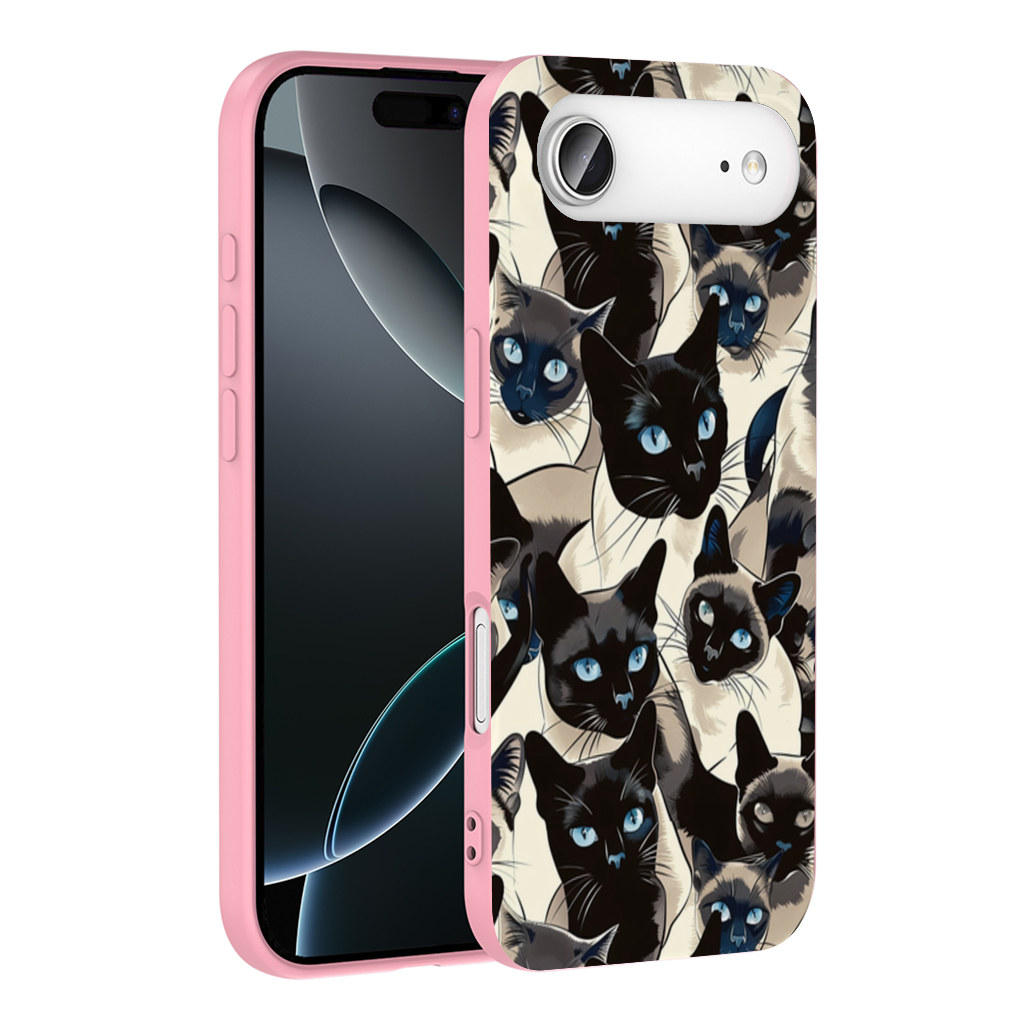 Blue Eyed Siamese Cat Elegant Illustration Pattern İphone 17 Air Case