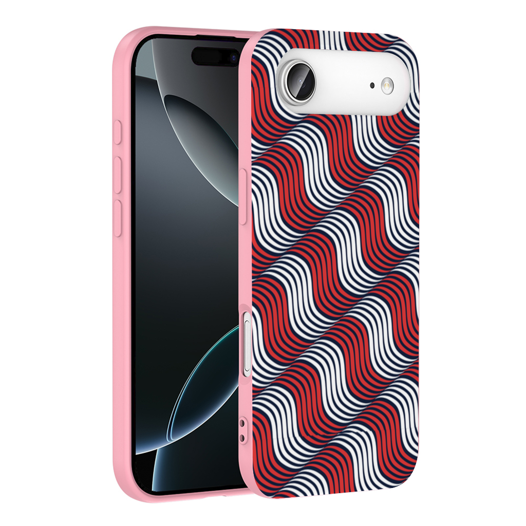 Red and Navy Wavy Line Pattern İphone 17 Air Case