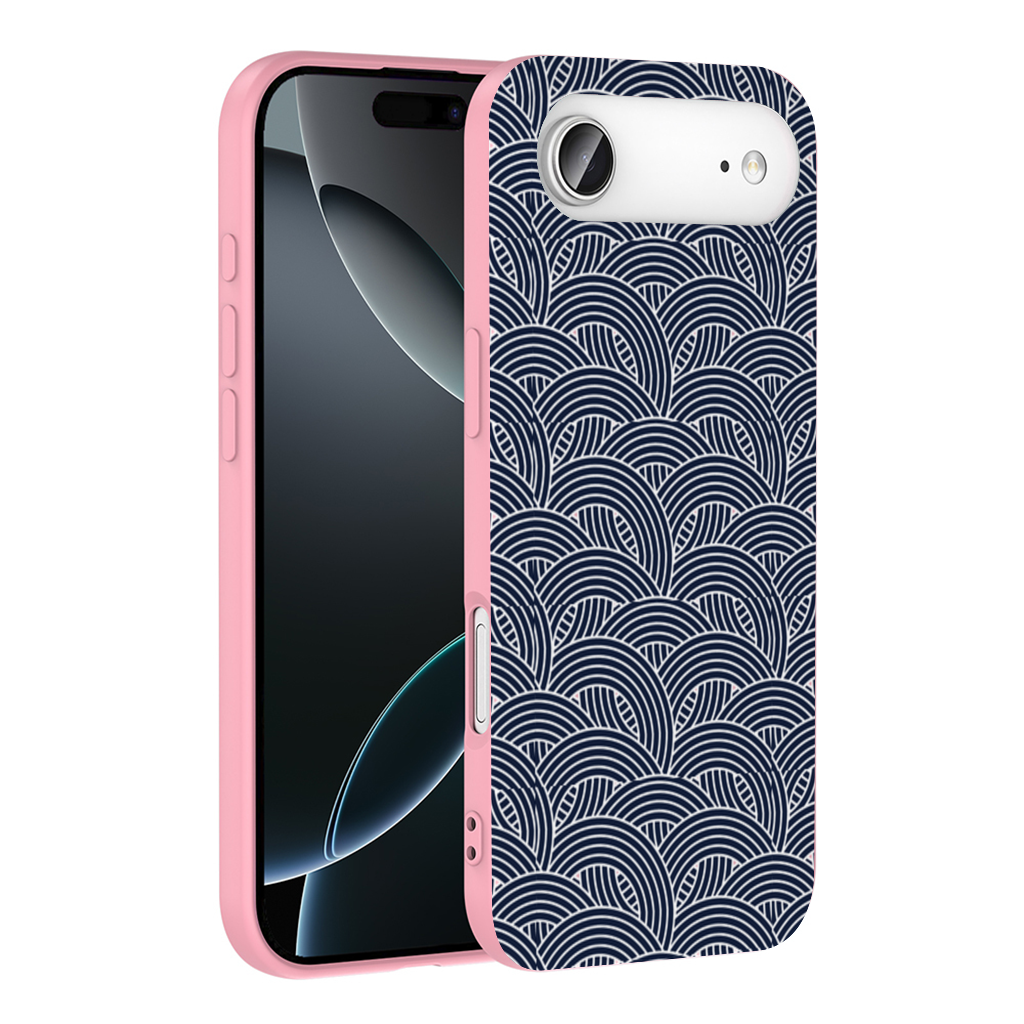 Navy and White Semi Circle Geometric Pattern İphone 17 Air Case