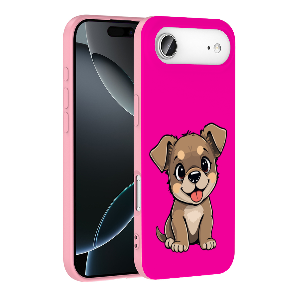 Cute Dog Illustration on Pink Background İphone 17 Air Case