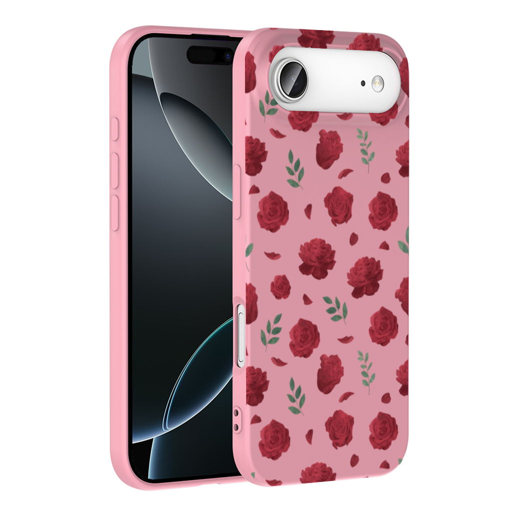 Red Rose and Leaf Romantic Seamless Pattern İphone 17 Air Case