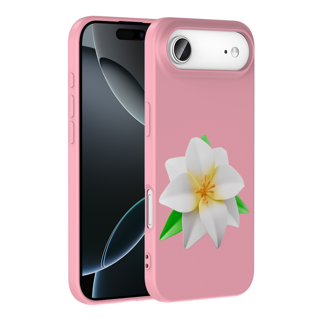3D White Lily Flower Illustration İphone 17 Air Case