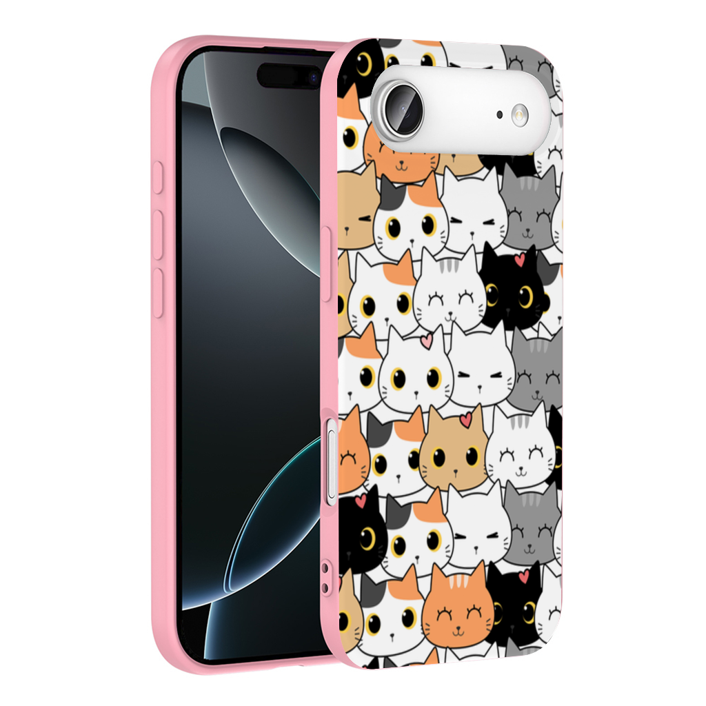 Colorful Cute Cat Faces Seamless Pattern İphone 17 Air Case