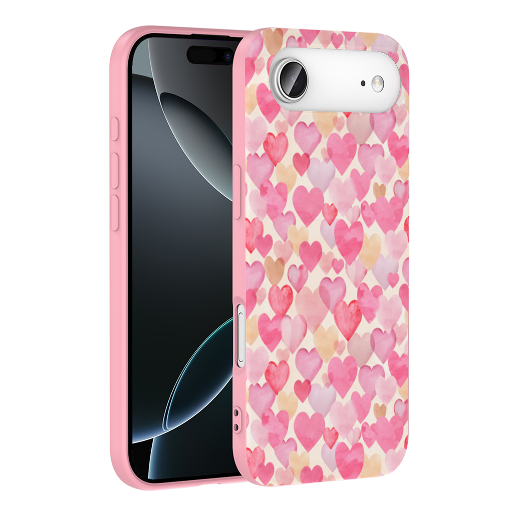 Watercolor Pink Hearts İphone 17 Air Case