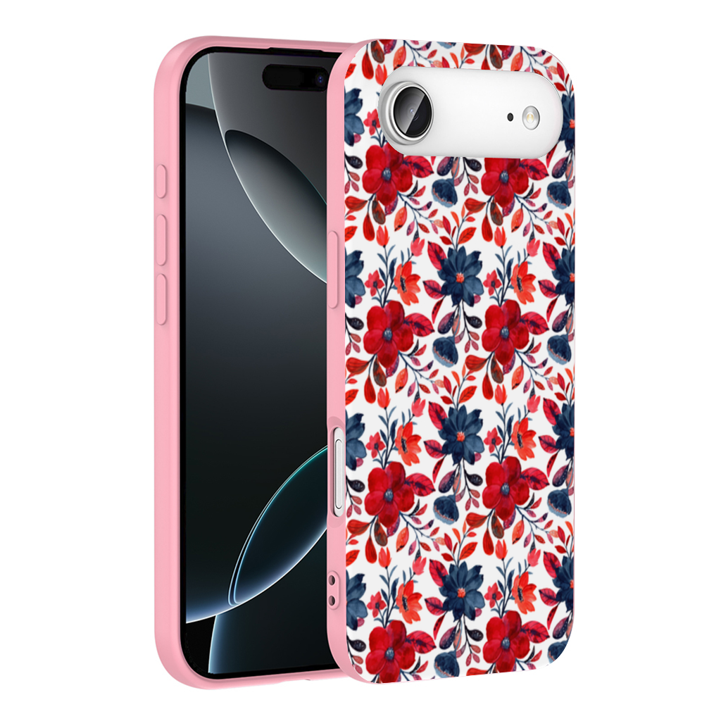 Watercolor Red Navy Floral İphone 17 Air Case