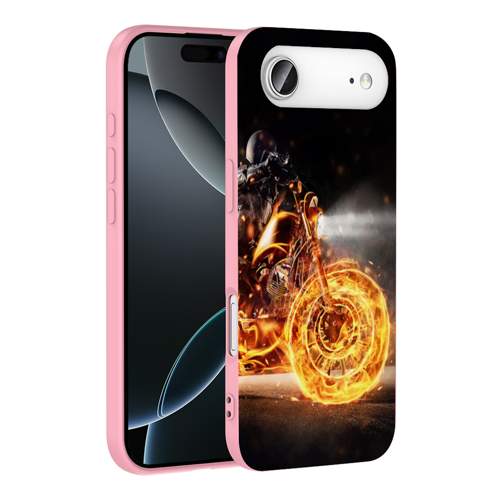 Flaming Motorcycle Rider Night İphone 17 Air Case