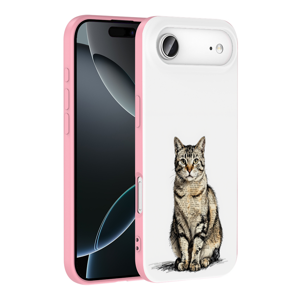 Vintage Newspaper Collage Tabby Cat İphone 17 Air Case