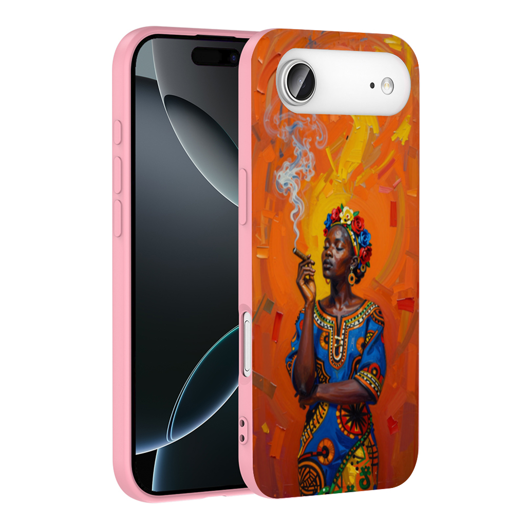 African Woman with Cigar and Floral Crown İphone 17 Air Case