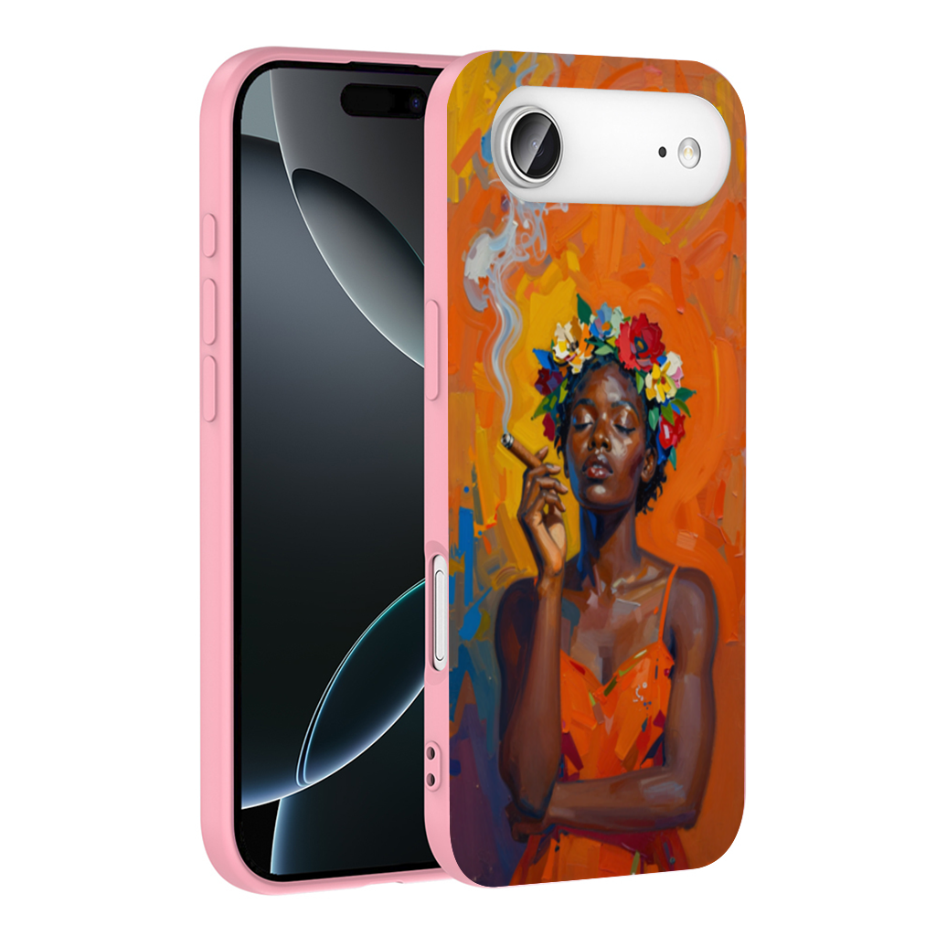 Black Woman Smoking with Flower Crown İphone 17 Air Case