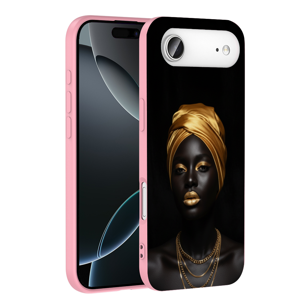 Metallic Gold Lips Black Woman Portrait İphone 17 Air Case