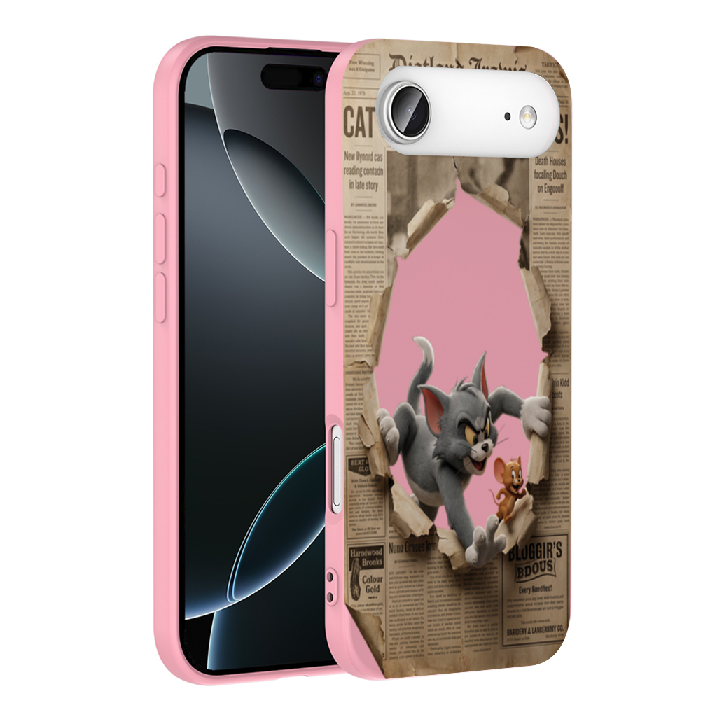 Grey Cat and Tiny Mouse Bursting Newspaper İphone 17 Air Case