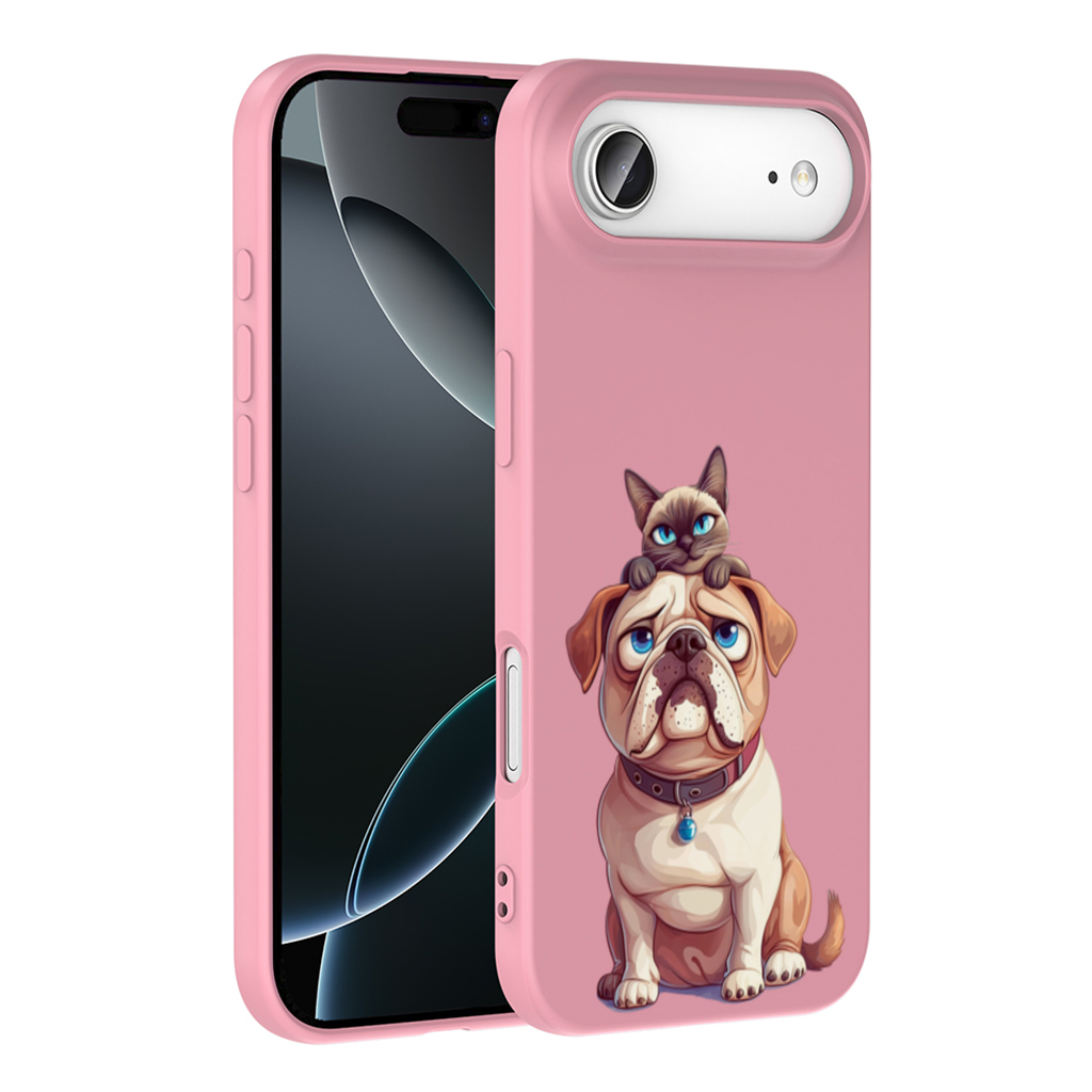 Sad Pug with Siamese Cat on Head İphone 17 Air Case