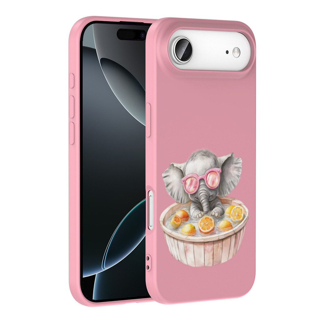 Pembe Gözlüklü Bebek Fil ve Narenciye Banyosu iPhone 17 Air Kılıfı
