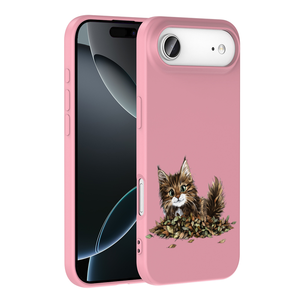 Cute Fluffy Kitten in Autumn Leaves 