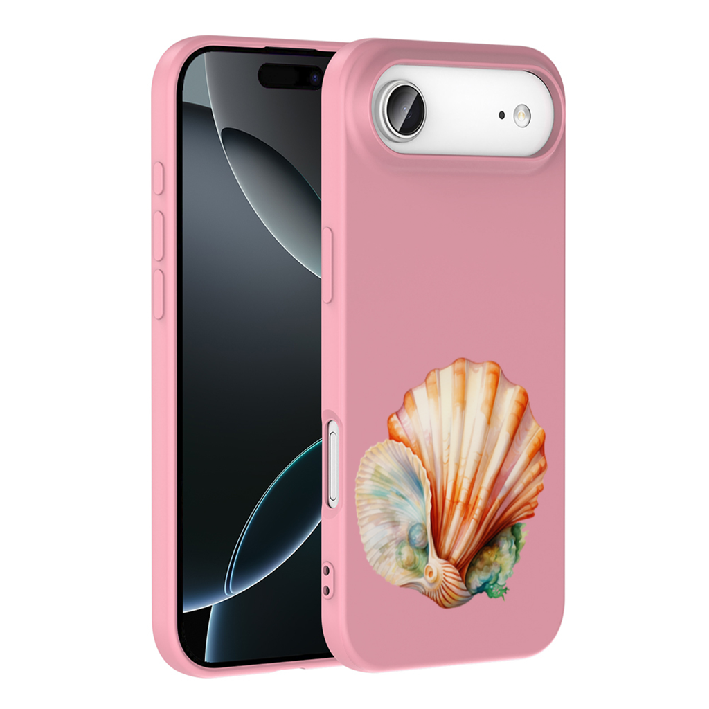 Iridescent Pearls in Orange Scallop Seashell 