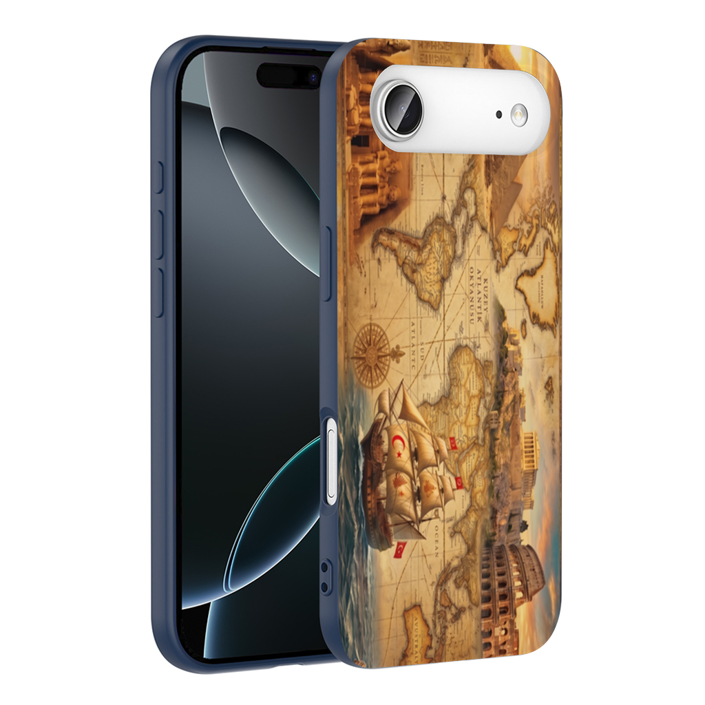 Antik Çağlar Konseptli Retro Dünya Haritası iPhone 17 Air Kılıfı