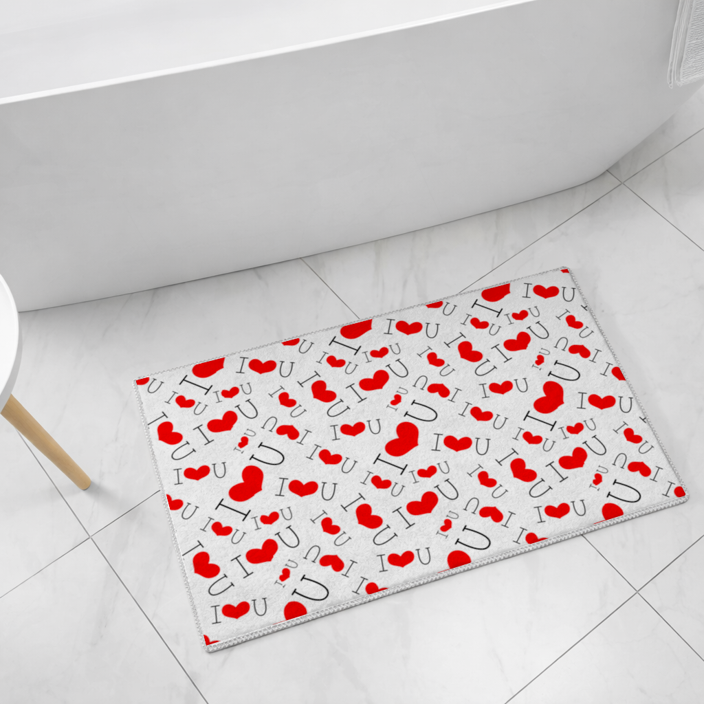 Valentines Day I Love You Heart Pattern Romantic Design Bath Mat