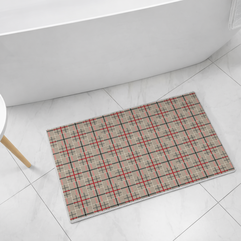 Red Black Geometric Tribal Pattern Bath Mat
