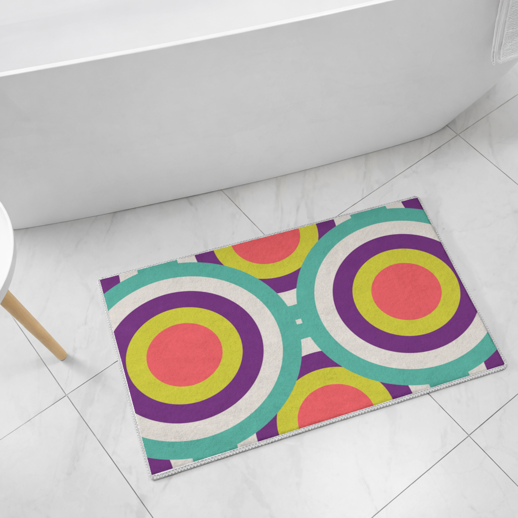 Colorful Geometric Circle Pattern Bath Mat