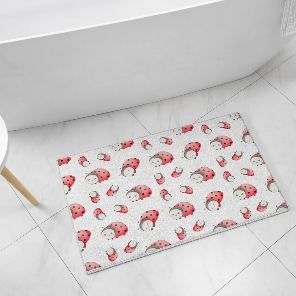 Cute Kawaii Ladybug Pattern Bath Mat