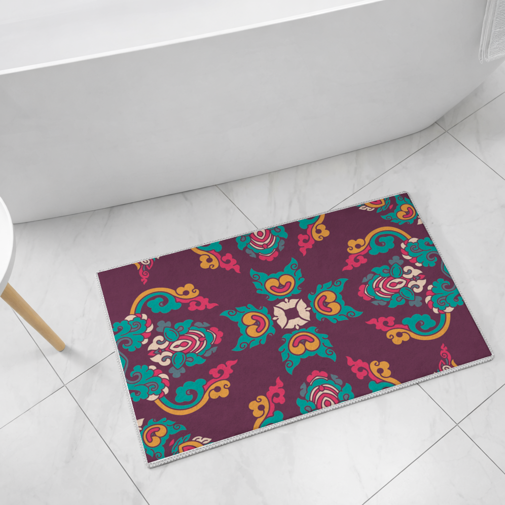 Colorful Ottoman Inspired Mandala Pattern Bath Mat