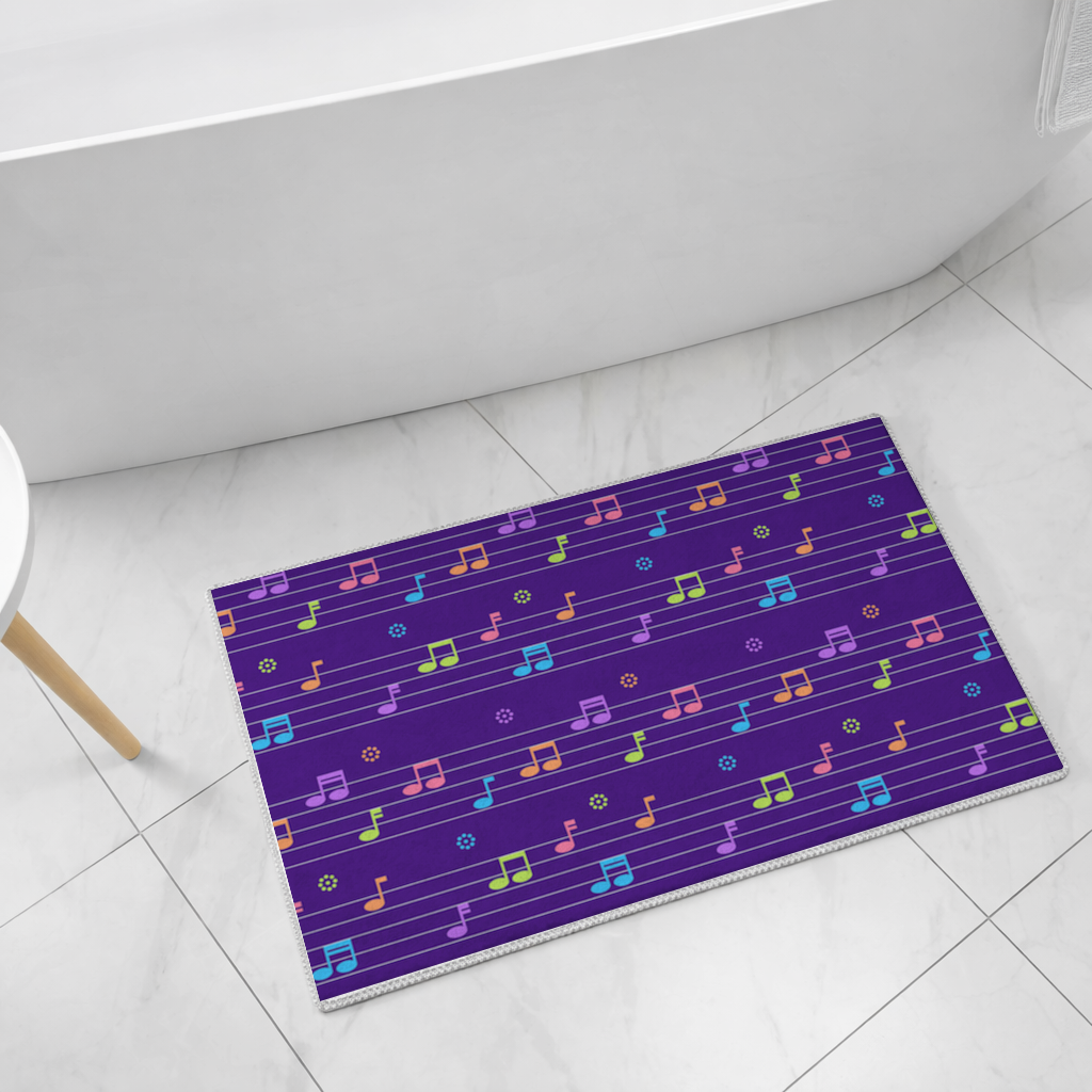 Colorful Music Notes and Modern Rhythm Seamless Pattern Bath Mat