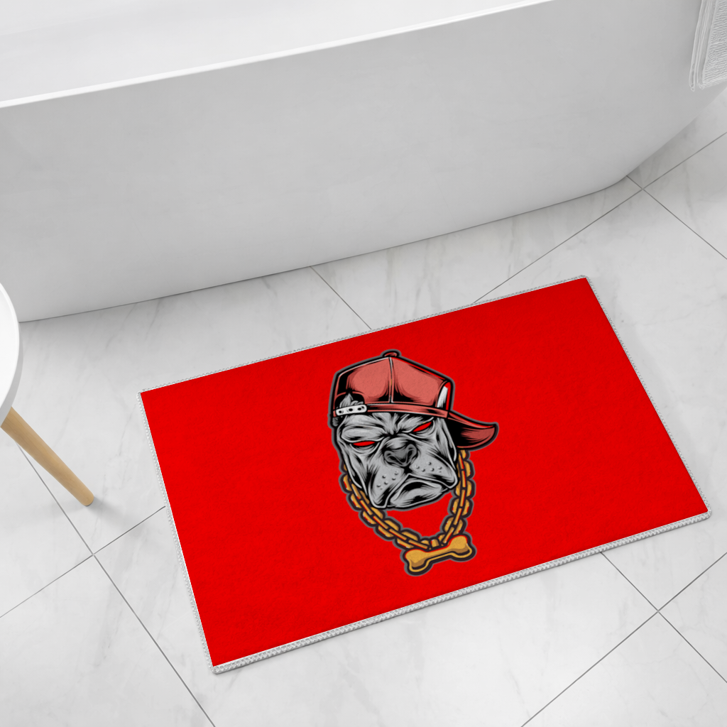Hip Hop Style Gangster Dog Illustration Bath Mat