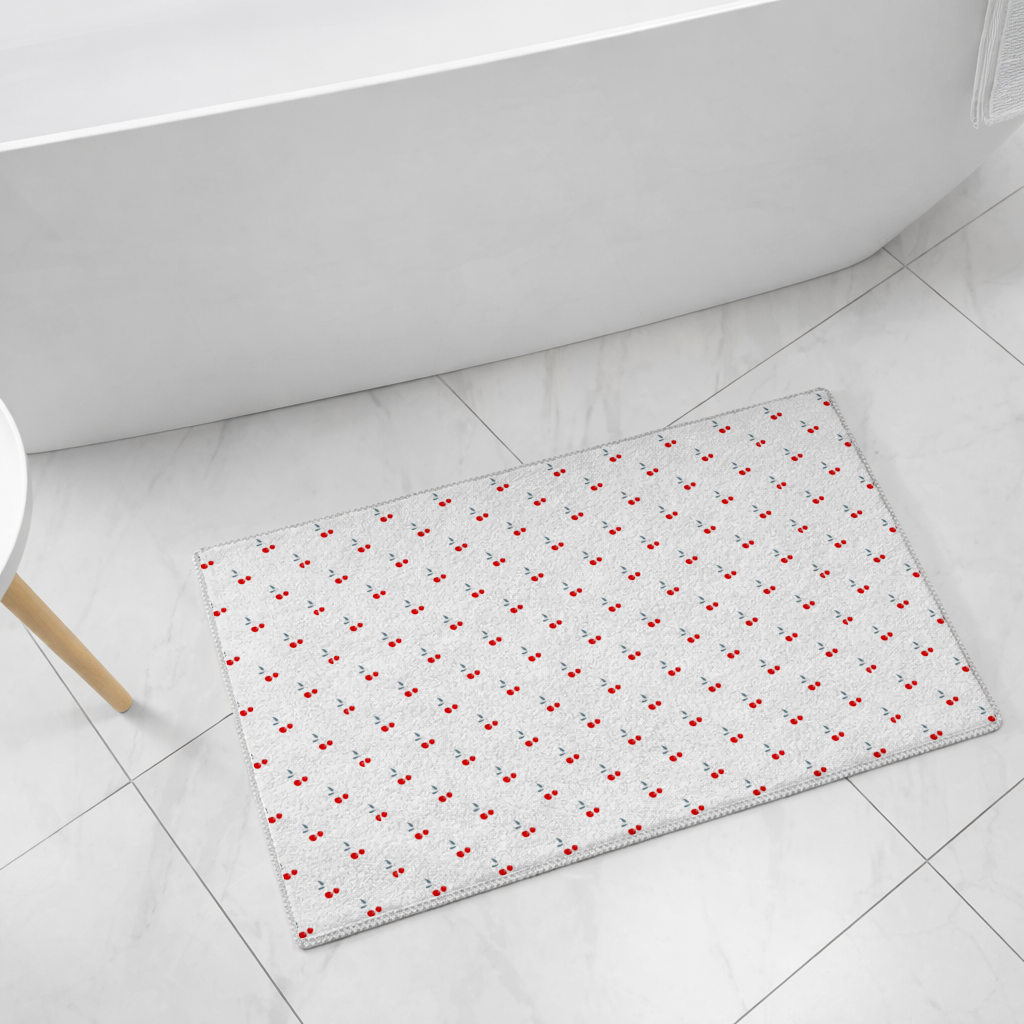 Minimal Cherry Repeat Pattern Background Bath Mat